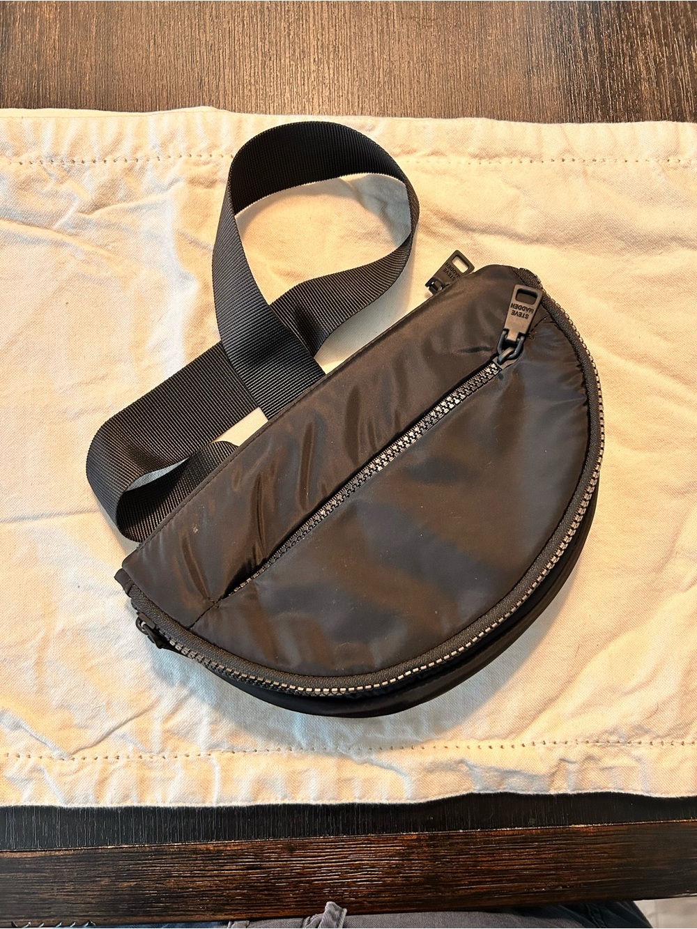 Steve Madden Black Belt Bag with Adjustable Strap